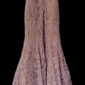 Camille La Vie Mauve Lace Backless Gown